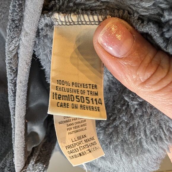 LL Bean Mountain Hi Pile Fleece Vest Charcoal Gray Sherpa Full Zip Medium Women - Picture 5 of 8